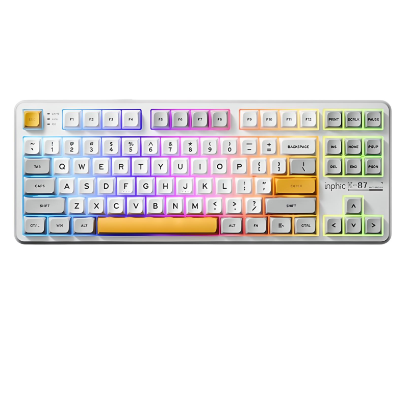 Механическая клавиатура Inphic K87 c комбинированным подключением, подсветкой, 8000 мАч, Switch: Black-Gold, Y