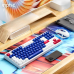 Проводная клавиатура INPHIC K9 с RGB подсветкой, подключение USB-TypeC, компактная, тихая, сине-белый (Ukr)