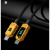 Зарядний кабель TRANSFORMERS TF-A18 USB-C to Type-C 60W, з дисплеєм, плетений, 1м, жовтий