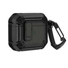 Протиударний захисний чохол для AirPods 3 з карабіном і клямкою OPEN (BLACK)
