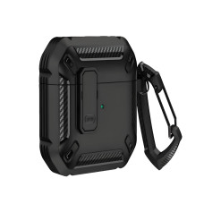 Протиударний захисний чохол для AirPods 2 з карабіном і клямкою OPEN (BLACK)
