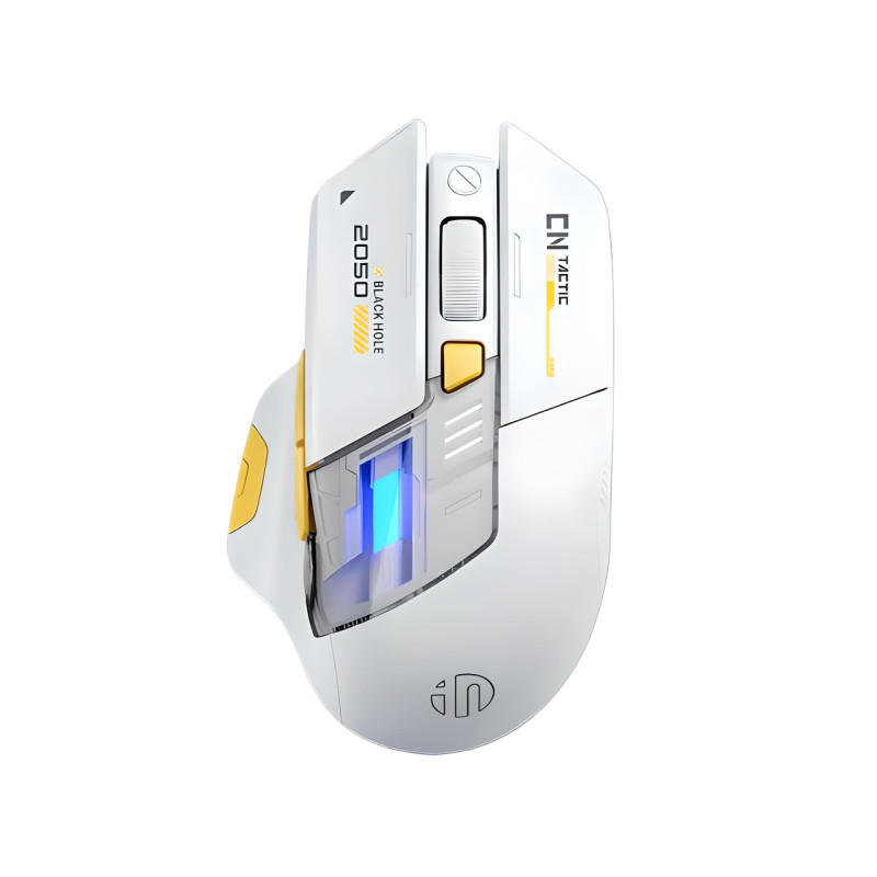 Миша бездротова Inphic A9 Explorer з підключенням Bluetooth, 2.4G, акумулятором, 2400 DPI, white