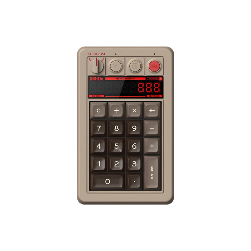 Механічна цифрова клавіатура 8BitDo Retro 18 з комбінованим підключенням, дисплеєм, калькулятором, C64