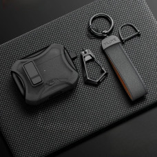 Чохол для AirPods Pro 2 з карабіном, клямкою та підставкою, чорний з матовим сірим