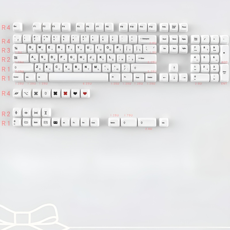 Кейкапи для механічної клавіатури "Minimalist White" з російською розкладкою, 129 клавіш, MO профіль