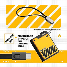 Магнітний повербанк з бездротовою зарядкою X-LIVE P2+Android-SET, Power Bank MagSafe, 10000mAh (yellow)