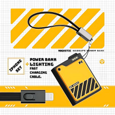 Магнитный повербанк с беспроводной зарядкой X-LIVE P2 +iPhone-SET, Power Bank MagSafe, 10000mAh (yellow)