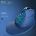 Эргономичная вертикальная мышь DELUX M618XSD c OLED дисплеем, комбинированным подключением, аккумулятором, BLU