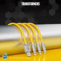 Универсальный зарядный кабель TRANSFORMERS: USB, Type-C, Lightning, MicroUSB - прорезиненный, 1.2м, жёлтый