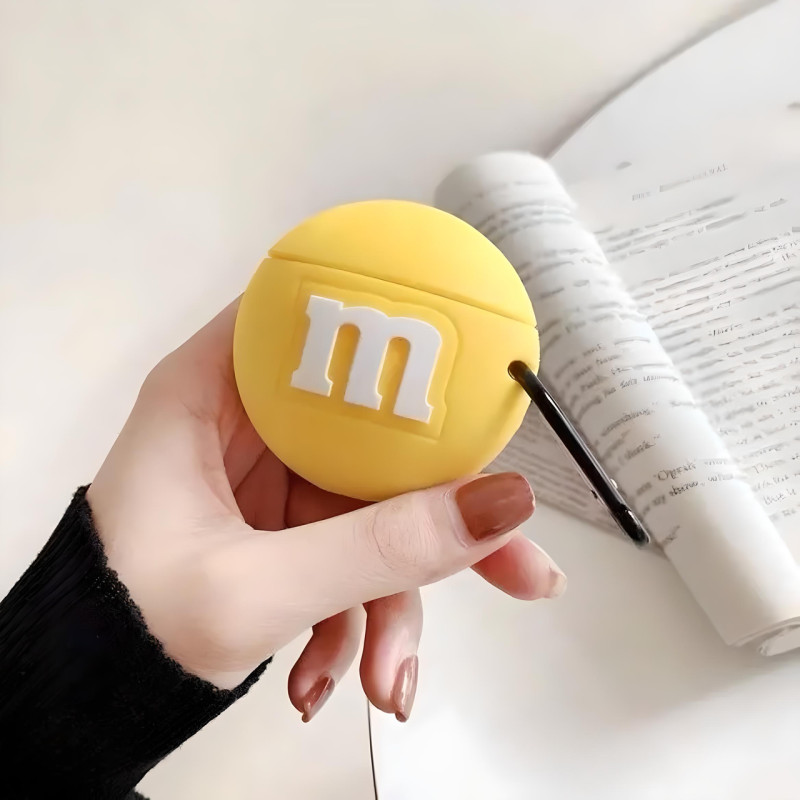 Захисний силіконовий чохол M&M для навушників AirPods PRO / PRO 2 з карабіном, жовтий